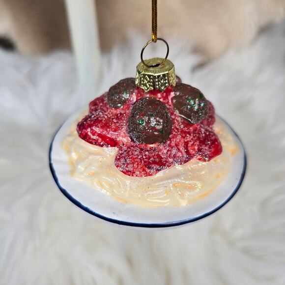 Spaghetti and Meatballs Blown Glass Ornament Foodie - Picture 1 of 5